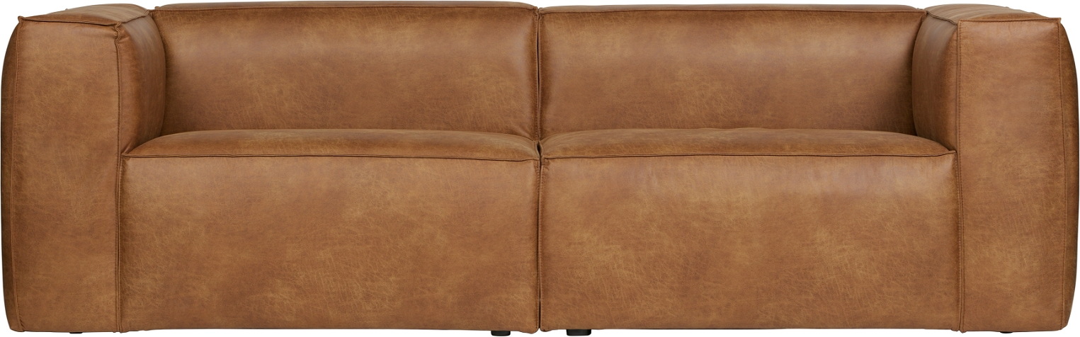 -personers Sofa Woood Bean   Lysebrunt Læderlook   B246   D96   H73 Cm