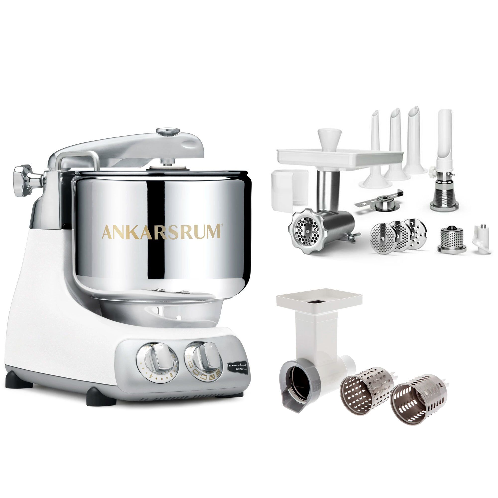 Ankarsrum Assistent Røremaskine Large Tilbehørspakke Glossy White
