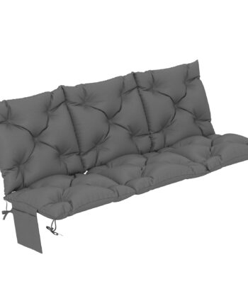 Bænkhynde 150x100x10 Cm   -personers Bænkhynde Med Bånd  Ryglæn Upf30  Med Sidelomme  Mørkegrå