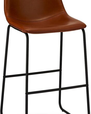 Barstol Kelso Fra Raymond   Hallmark   Brun Pu-læder Med Sorte Metalben  97   46   54 Cm
