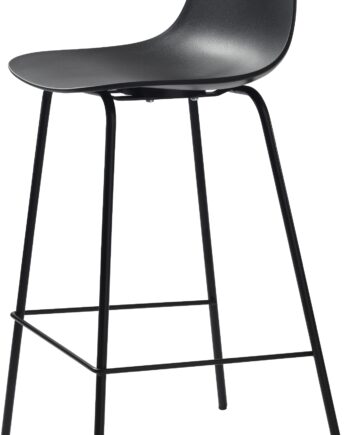 Barstol Nordique Design Whitby   Sort Pp-skal  Ergonomisk  Metalben H92   B40 Cm