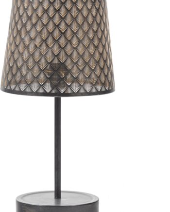 Bordlampe Woood Exclusive Kars   Jern Art Deco Sort Ydre   Antik Messing Indre  H56ã B28ã D28 Cm  E27