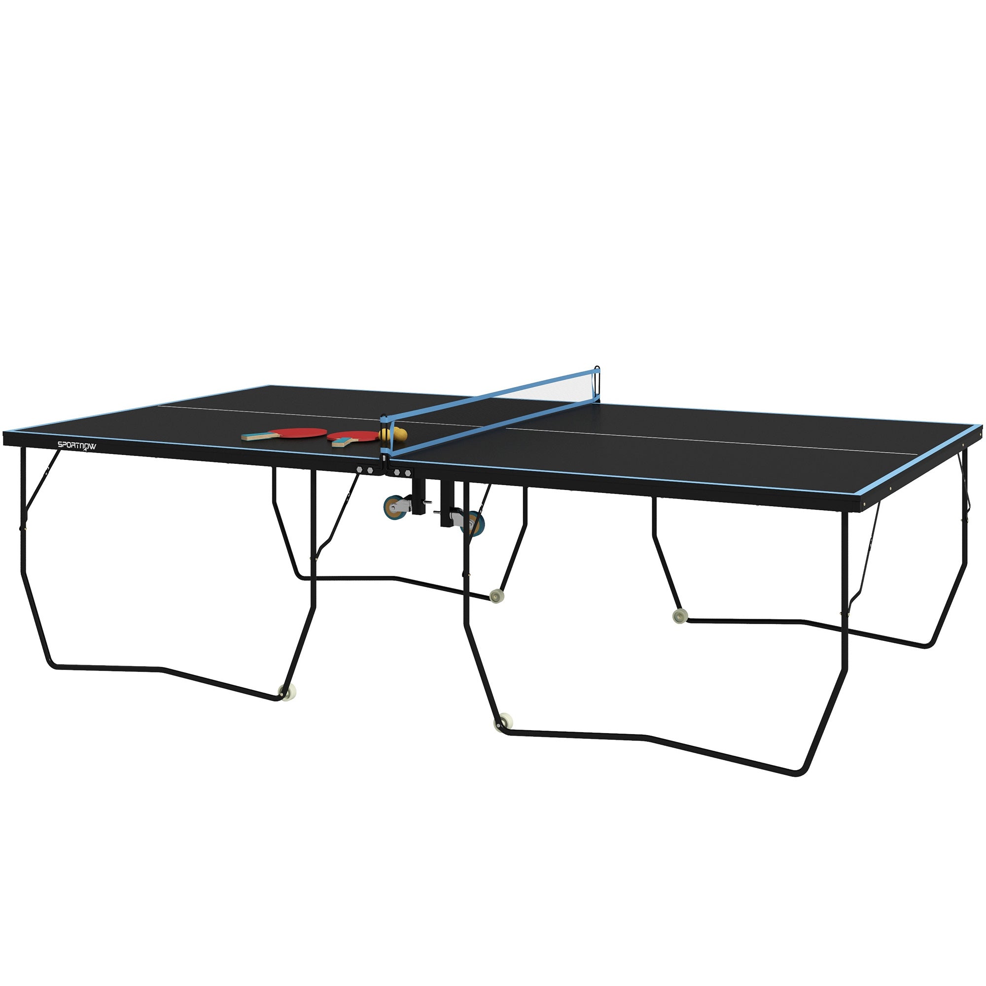 Bordtennisbord Foldbart Hjul Pulverlakeret Stålramme Mdf 274 152 76 Cm Sort