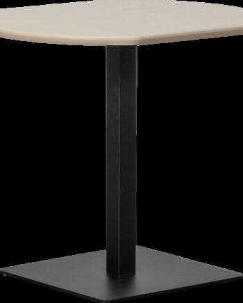 Cafébord Woood Tablo Mellemstykke Til Bistro  Bordplade   Fsc Mix-eg Med Grå Lak  Sort Pulverlakeret Metalstel  67x79x74 Cm