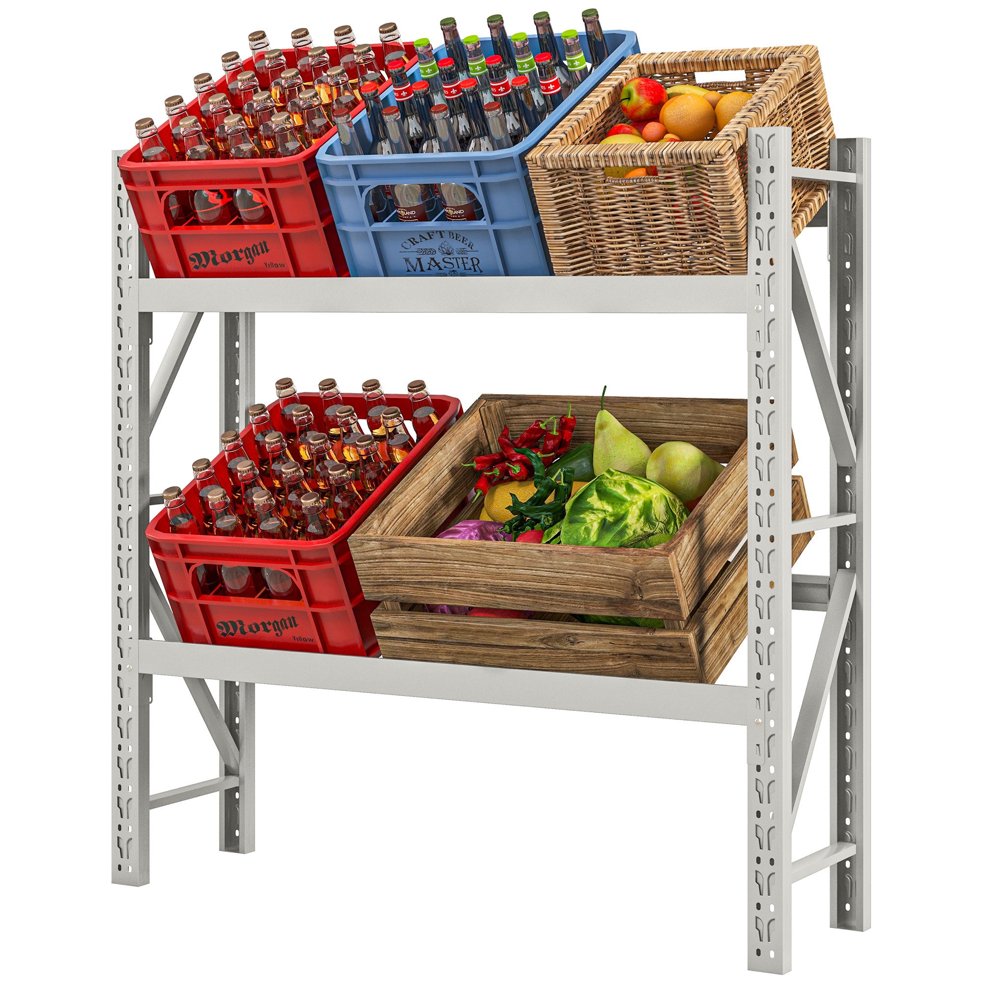 Drikkekassestativ Op Til Kasser Højdejusterbar Stålramme 110x30x110 Cm Hvid