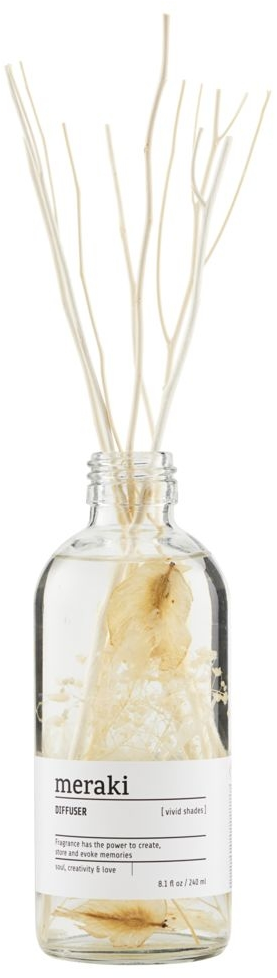 Duftfrisker Meraki Vivid Shades 240 Ml Klart Hvid Glasdiffuser Med Rattanpinde