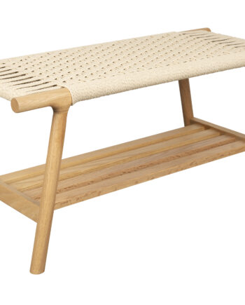 Dutchbone Kintaro Bænk       Hylde Natur Reb Og Natur Egetræ  90x35