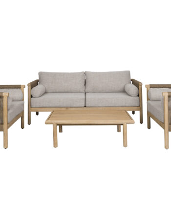 Dutchbone Oasis Udendørs Loungesæt       Sofa    Bord    Stole Beige Olefinstof  Reb Og Akacietræ