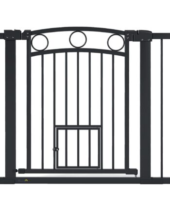 Dyregitter  77 Cm Trappegitter  Justerbar Bredde 76-104 Cm  Med Kattelem  Til Trapper Og Døråbninger  Sort