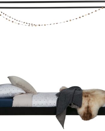 Enkelthimmelseng Woood Dani  Mat Sort Metal Sengeramme Til 90x200 Cm