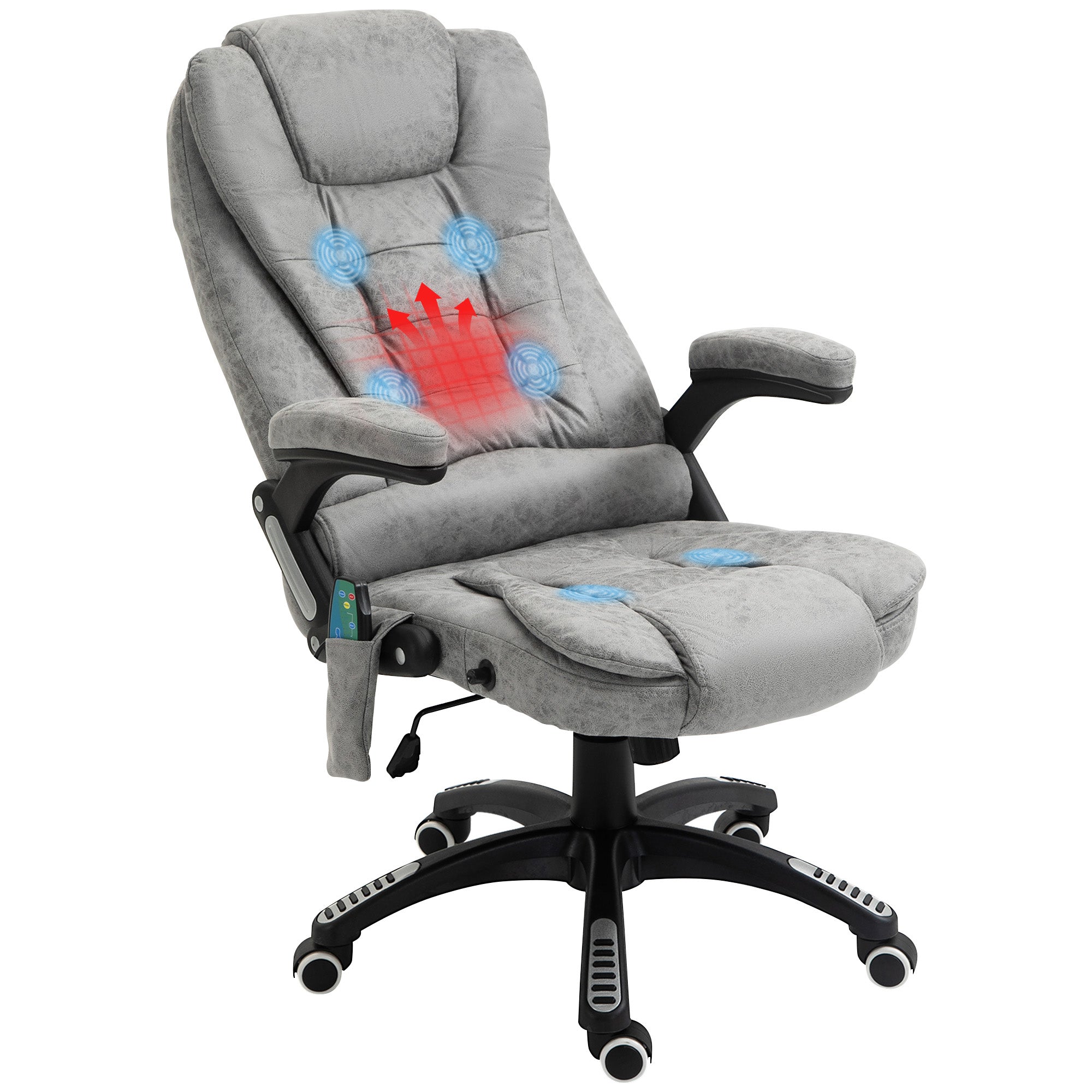 Executive-stol Med Massage- Og Varmefunktion Ergonomisk Justerbar Op Til 120 Kg Grå