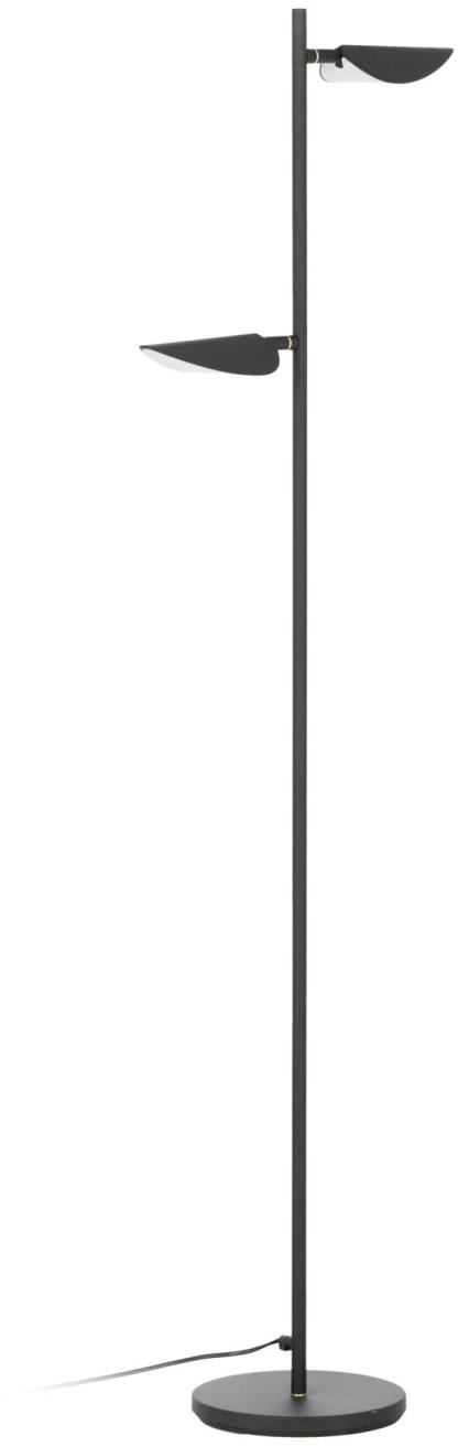 Gulv- Standlampe Kave Home Veleira Moderne Sort Metal Med To Justerbare Led-skærme