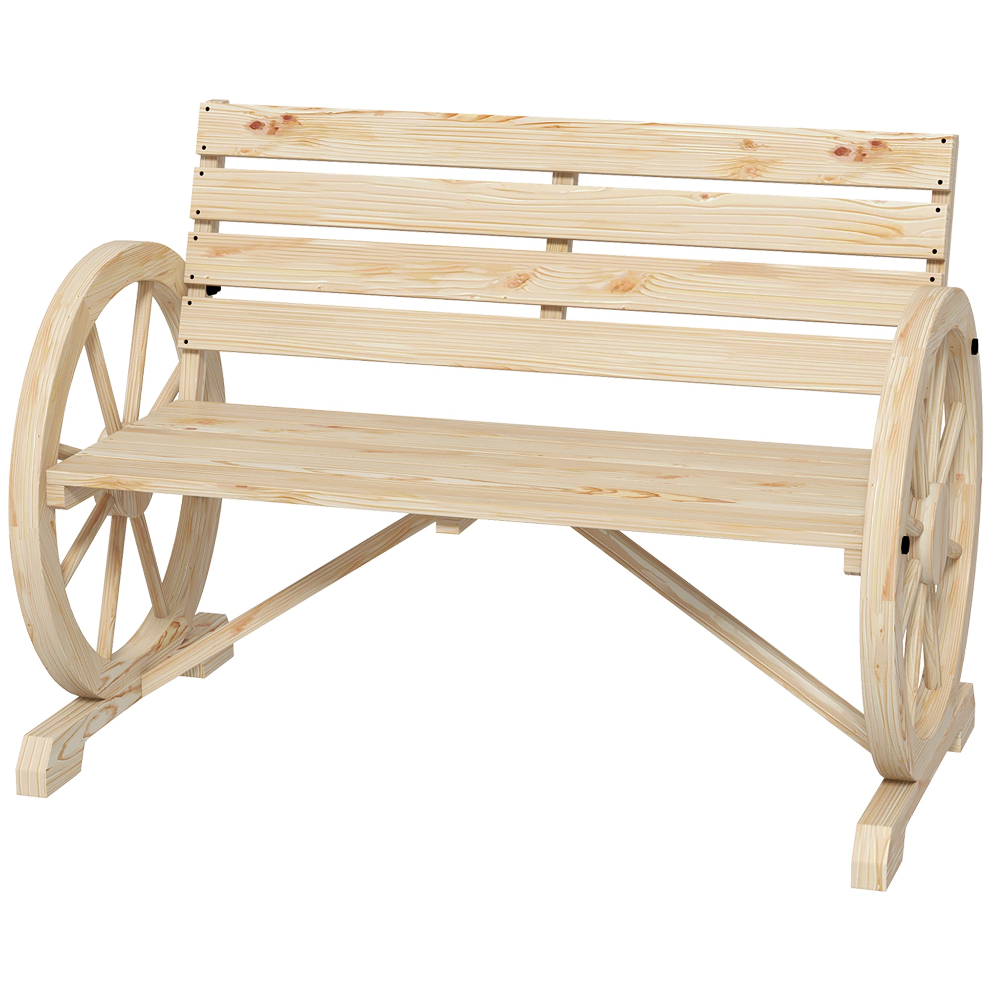 Havebænk Vognhjulsdesign Til Personer Naturtræ Mørkebrun 105 56 79 Cm Naturfarvet