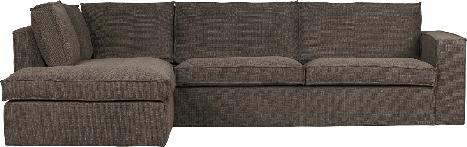Hjørnesofa Woood Freddie Venstrevendt Mørkebrun Polyester Bouclé 283x197 Cm