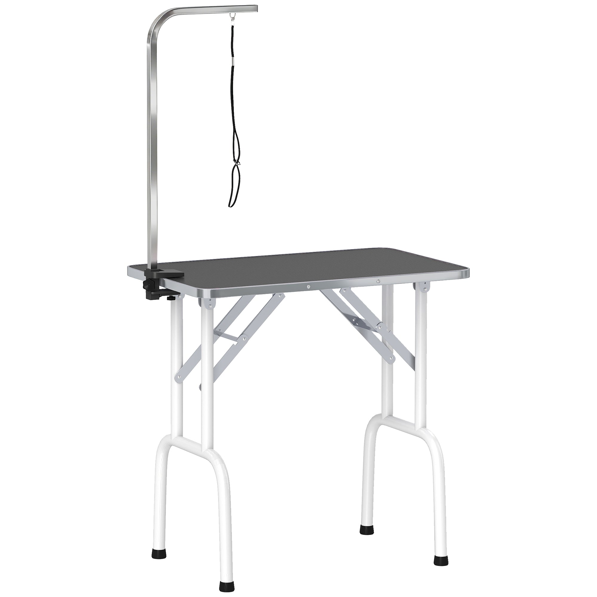 Hundetrimmebord Med Slynge Foldbart Stålben Skridsikker Bordplade 81x48 5x80 Cm Sort