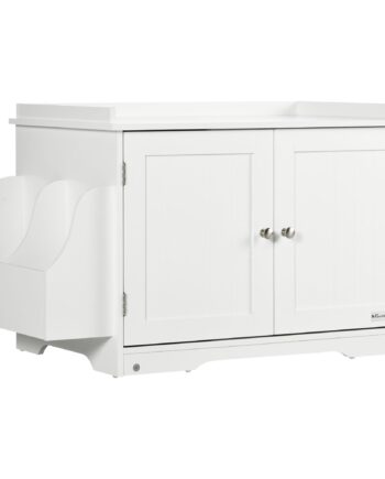 Kattebakke  Kattehus  Med Skillevæg  Magnetisk Dobbeltdør  Sidehylde  Hvid  86   48   52 Cm