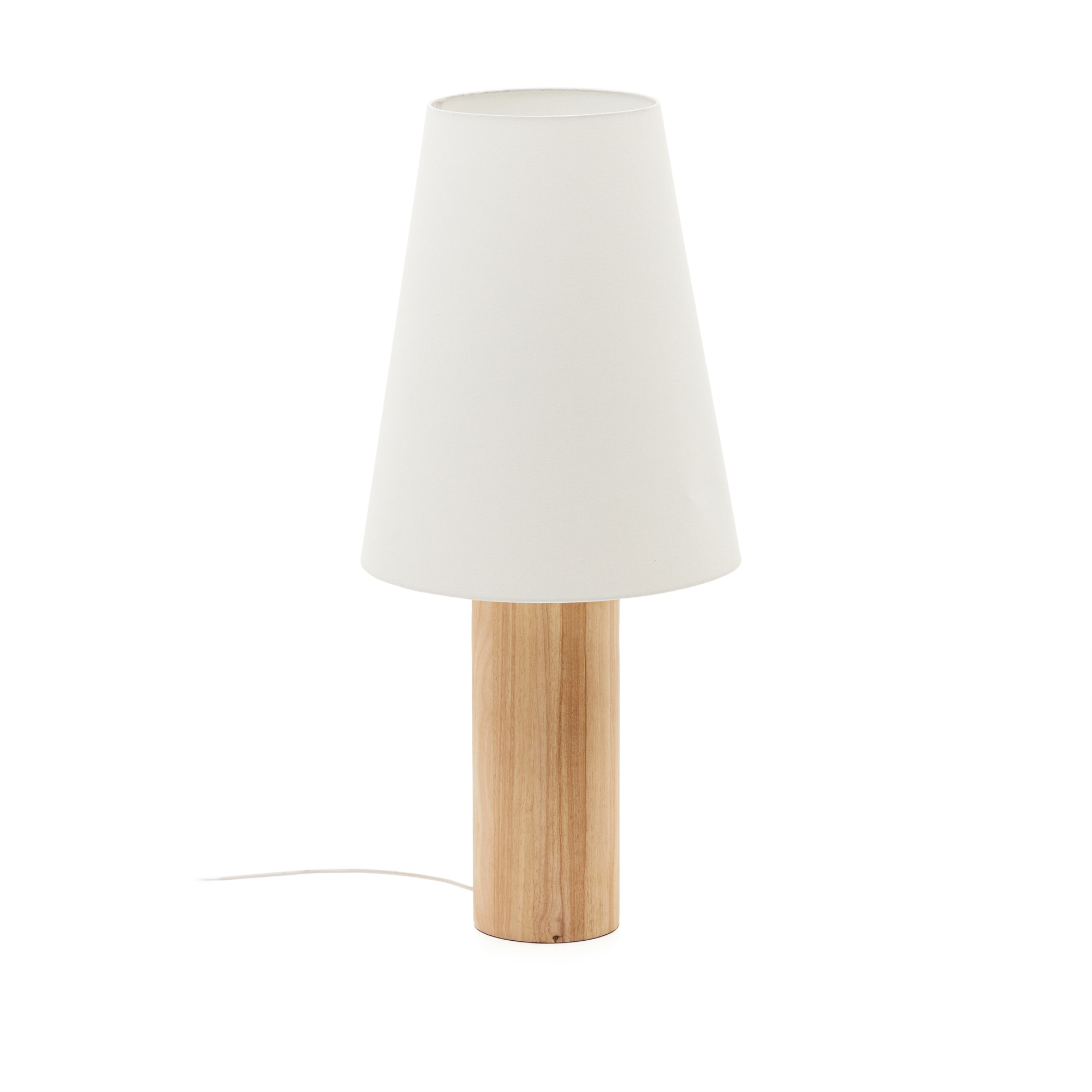 Kave Home Marga Gulvlampe Hvid Stof Og Natur Træ