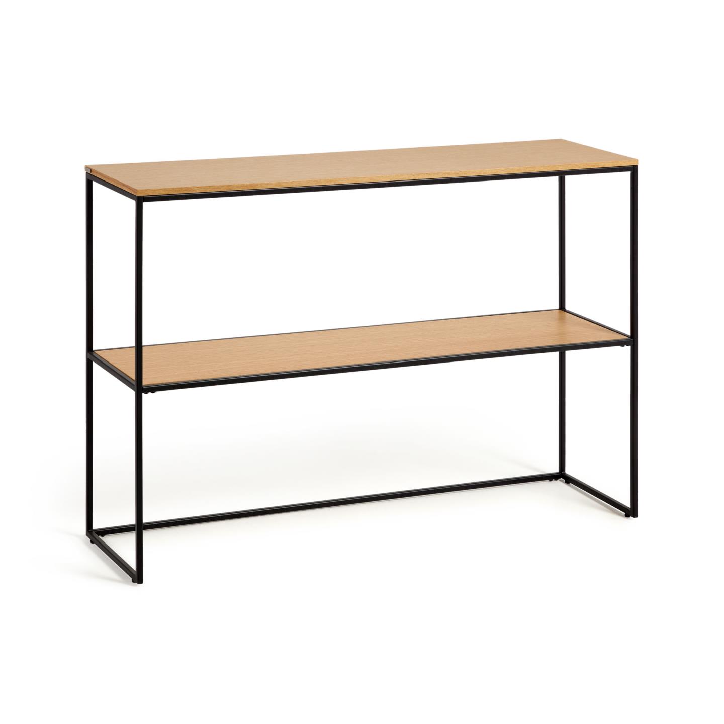Kave Home Yoana Konsolbord Hylde Natur Egetræsfinér Og Sort Jern 120x30
