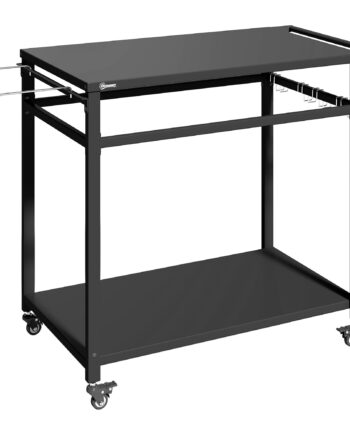 Køkkenvogn Med Hjul  Serveringsvogn     Niveauer Med Affaldsposeholder  Kroge  Håndtag  113   50     88 Cm  Sort