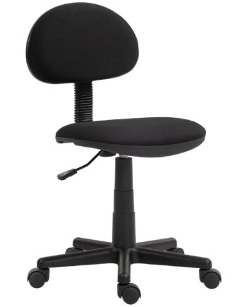 Kontorstol  Armløs Design  Lav Ryg  Rullende  Drejelig  Sort