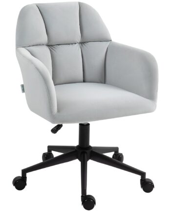 Kontorstol  Ergonomisk  Højdejusterbar  Drejelig  Fløjlslook  Op Til 120 Kg  Lysegrå