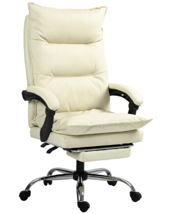 Kontorstol  Justerbar Sædehøjde  Fodstøtte  Kunstlæder  Op Til 135 Kg  Metalbase  66   72   116-124 Cm  Beige