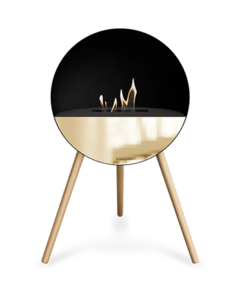 Le Feu Eye Bioethanolpejs   Sort Ben   Sæbebehandlet Eg Sort Top Rose Gold Front  : Erling Christensen Møbler