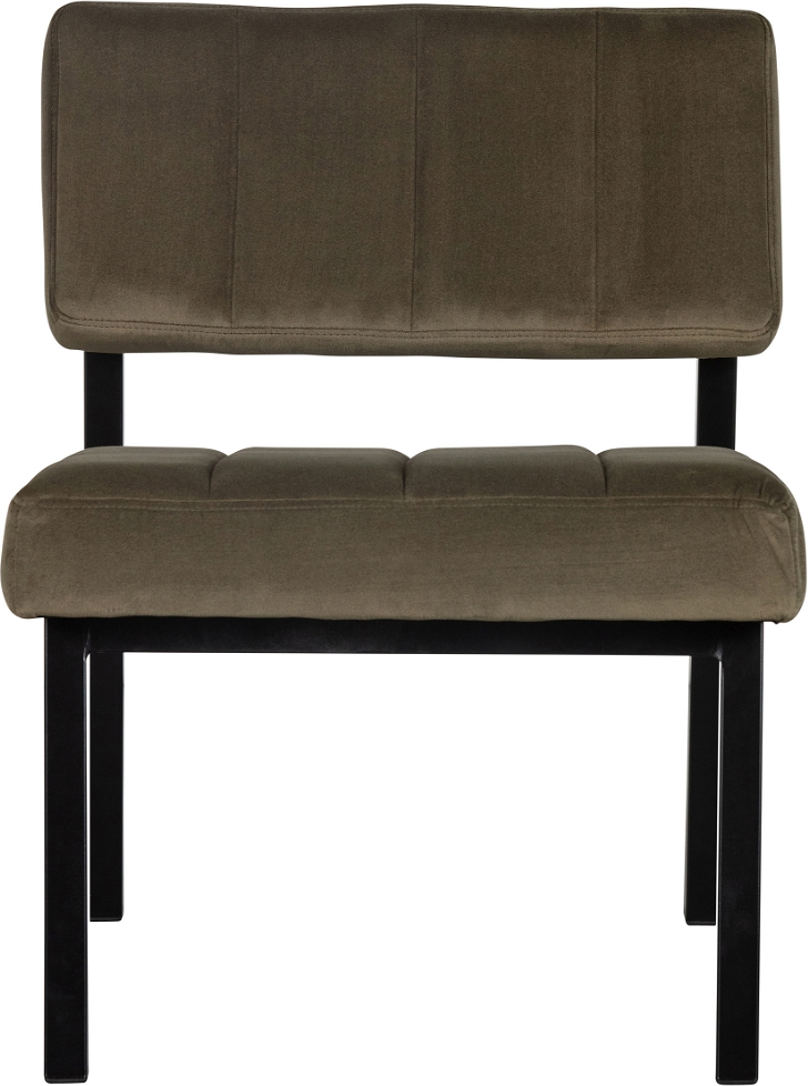 Loungestol Lænestol Woood Exclusive Kaja Army Grøn Fløjl Sort Lakeret Birketræ H72xb55xl74 Cm