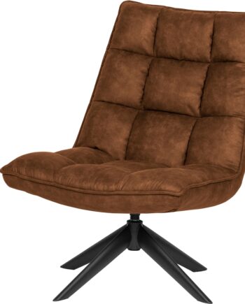 Loungestol Woood Jouke Drejelig Pu-læder Lysebrun Sort Metalbase H97xb70xd85 Cm