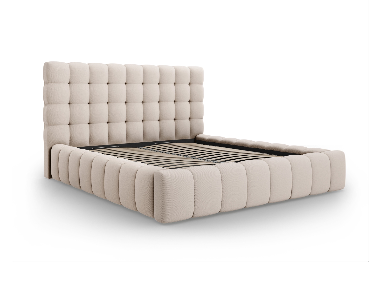 Micadoni Mamaia Sengeramme     Sengegavl Og Opbevaring Beige Struktur Stof  200x200