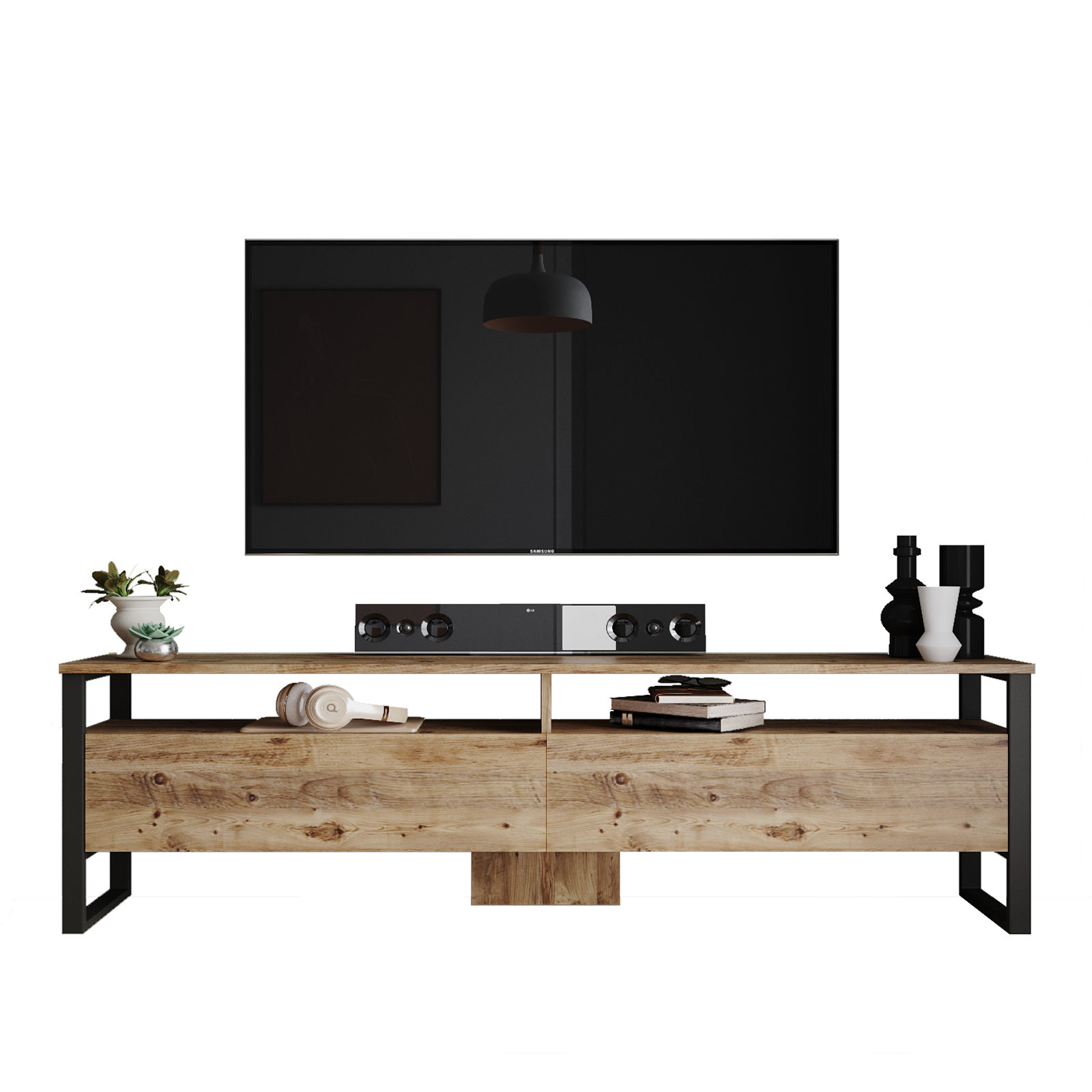 Nordvärk Ml19 Tv-bord Låge Og Hylder Atlantic Pine Melamin Og Plast 180x35