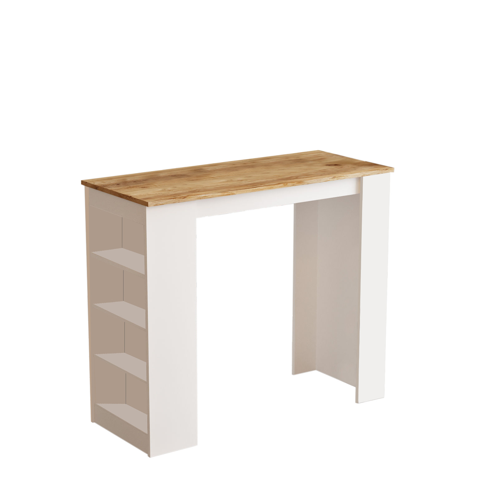 Nordvärk St1 Barbord Hylder Hvid Og Natur Melamin 120x51