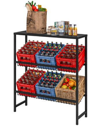 Opbevaringsreol  Højdejusterbar  Robust Metal  Pladsbesparende Design  210 Kg Lasteevne  Sort