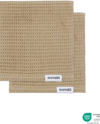 Opvaskeklud Meraki Pumila  -pak 30x30 Cm Safari Beige   øko-texâ  Bomuld