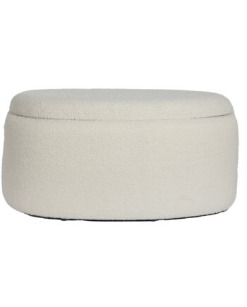 Oval Stofpuf Med Opbevaring  81 Cm  Aftageligt Låg  Moderne Cremefarvet Polstret Puf  Polstret Opbevaringspuf Til Stue  Soveværelse  Entre