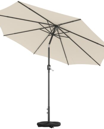 Parasol Ca  ø300 Cm  Vipbar Balkonparasol Med Håndsving  Krydsfod  Sandsæk  Uv 30  Udtrækkelig  Cremehvid