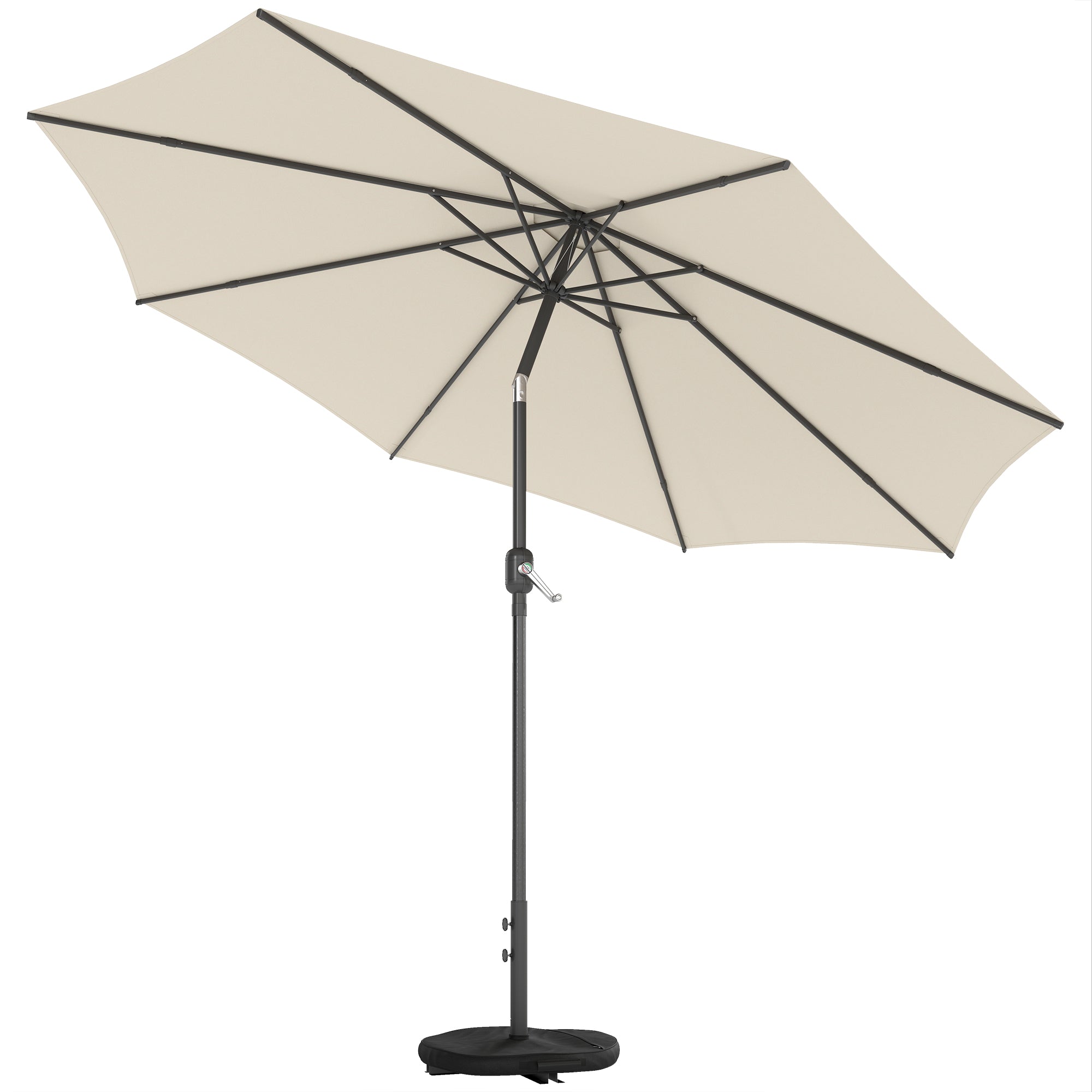 Parasol Ca ø300 Cm Vipbar Balkonparasol Med Håndsving Krydsfod Sandsæk Uv 30 Udtrækkelig Cremehvid