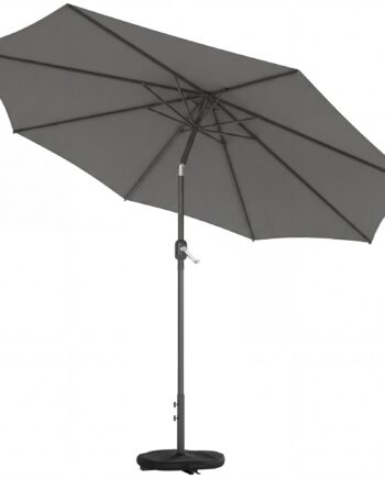 Parasol Ca  ø300 Cm  Vipbar Balkonparasol Med Håndsving  Krydsfod  Sandsæk  Uv 30  Udtrækkelig  Mørkegrå