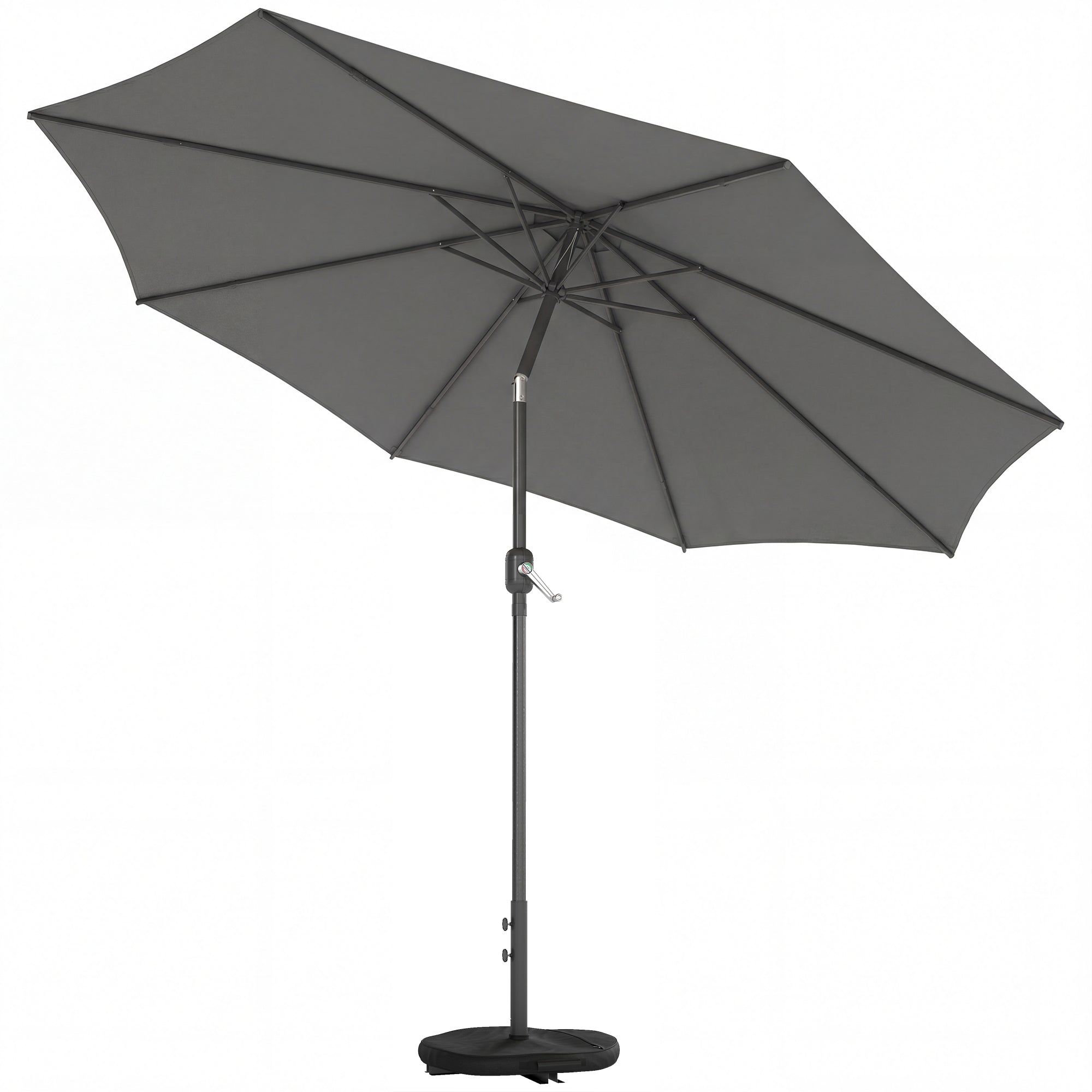 Parasol Ca ø300 Cm Vipbar Balkonparasol Med Håndsving Krydsfod Sandsæk Uv 30 Udtrækkelig Mørkegrå