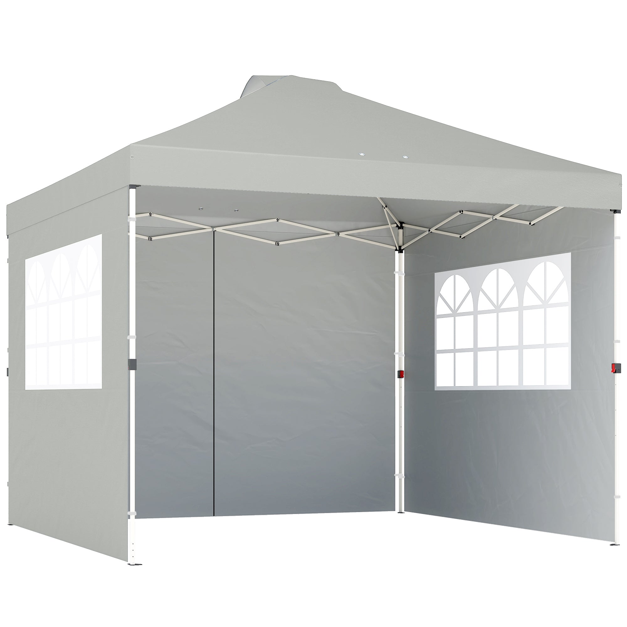Pavillon Ca 3x3 Vandtæt Højdejusterbar Pop-up Foldbar Pavillon Med Sidepaneler Vinduesventilation Uv 50 Lysegrå
