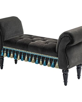 Polstret Bænk  Vintage Design  Op Til 150 Kg  117   40   58 Cm  Mørkegrå