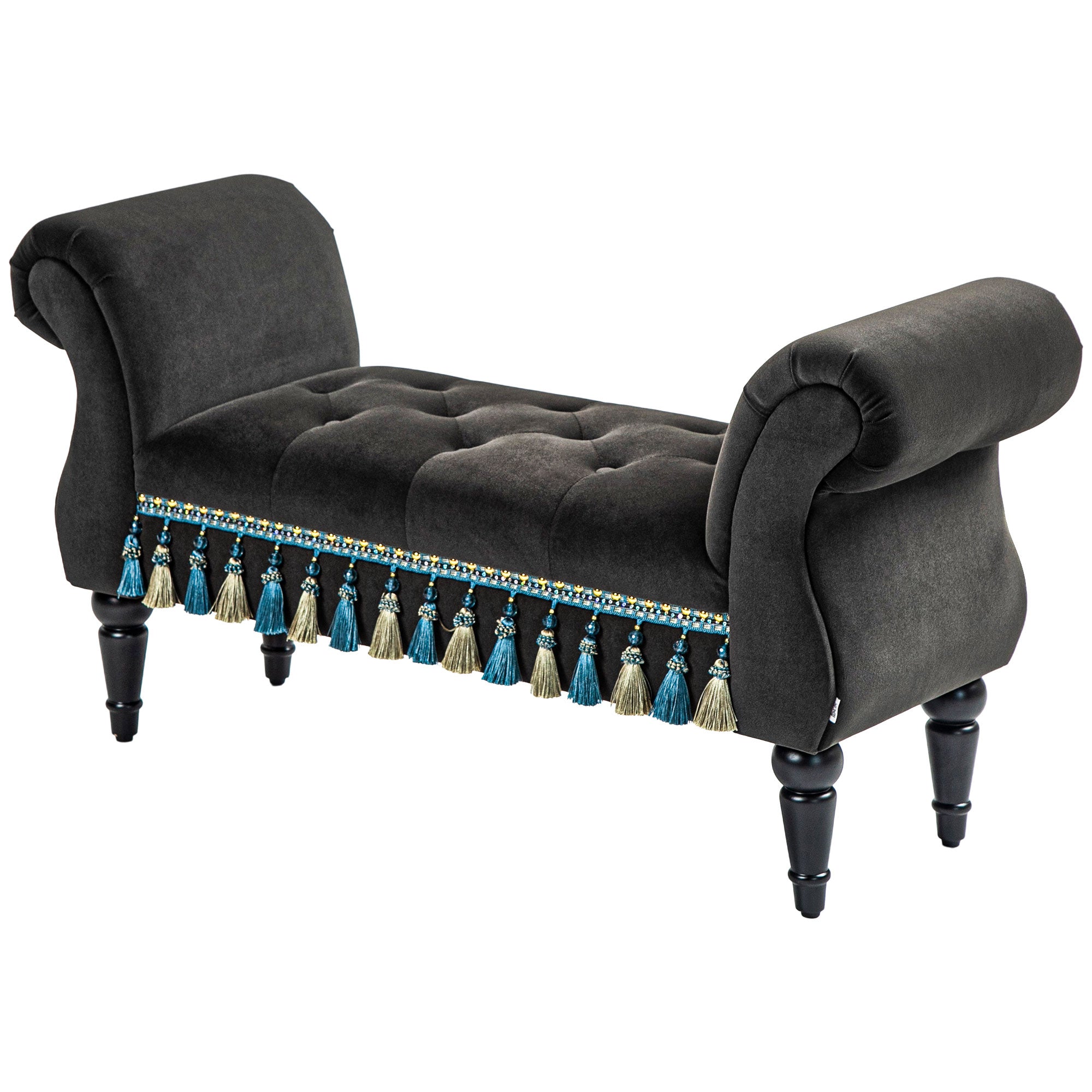 Polstret Bænk  Vintage Design  Op Til 150 Kg  117   40   58 Cm  Mørkegrå