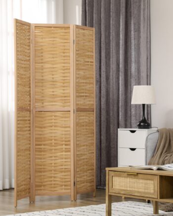Rumdeler Foldbar Skillevæg   Bambus   -delt  120x170x1   Cm  Naturlig