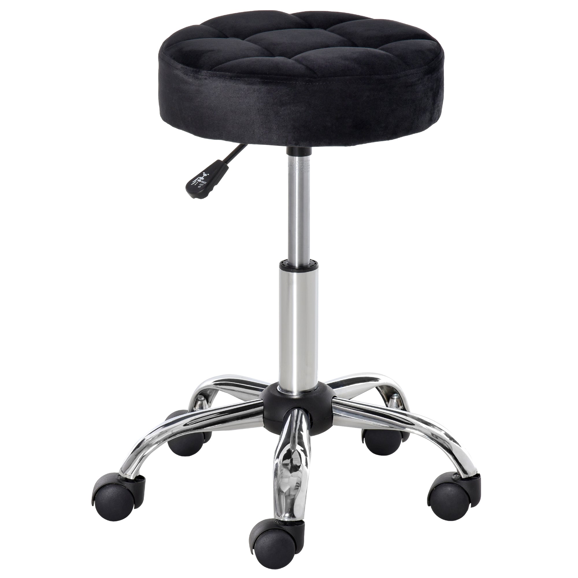Salonskammel Højdejusterbar Fløjlsbetræk 35 49-61 Cm Sort
