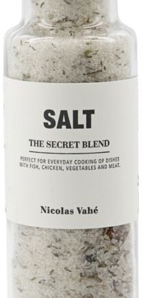 Salt Med Kværn Nicolas Vahé Salt The Secret Blend   Krydderiblanding Med Lavendel  Soltørret Tomat   Hvidløg  Glas 5x23 Cm
