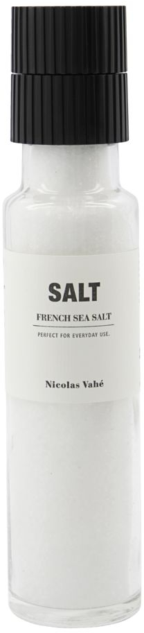 Saltkværn Nicolas Vahé Salt French Sea Salt Gourmet Havsalt Glas ø5 H23 Cm Sort Hvid