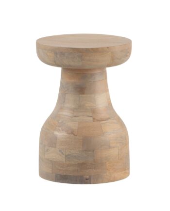 Sidebord   Mangotræ  Massivt  Naturligt Bleget  30x30x42   Cm  Lille Lysebrunt Rundt Sidebord  Moderne Stuebord  Sofabord  Højt Plantebord