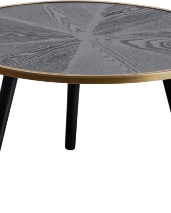 Sidebord Woood Binck   Sort Rundt Småbord Med Træbordplade Og Guldkant ø60 Cm H33 Cm