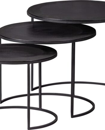 Sidebordssæt  -pak Woood Janna Mørkebrun Metal Småborde ø55 48 41 H44 39 33 Cm
