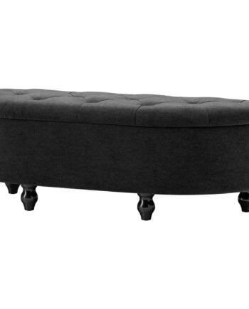 Skammel Med Opbevaringsplads  Polstret Sædekommode  Soft-close Låg  Fløjlslook  120   46   42 Cm  Mørkegrå